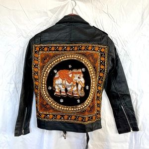 Elsie&Fred Embellished Leather Jacket Size 36 (2-4/Small-Medium)